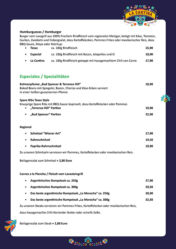 La Cantina Speisekarte, Seite 5 von 10