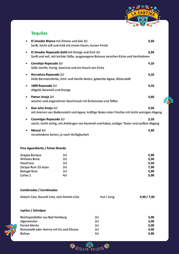 La Cantina Speisekarte, Seite 8 von 10